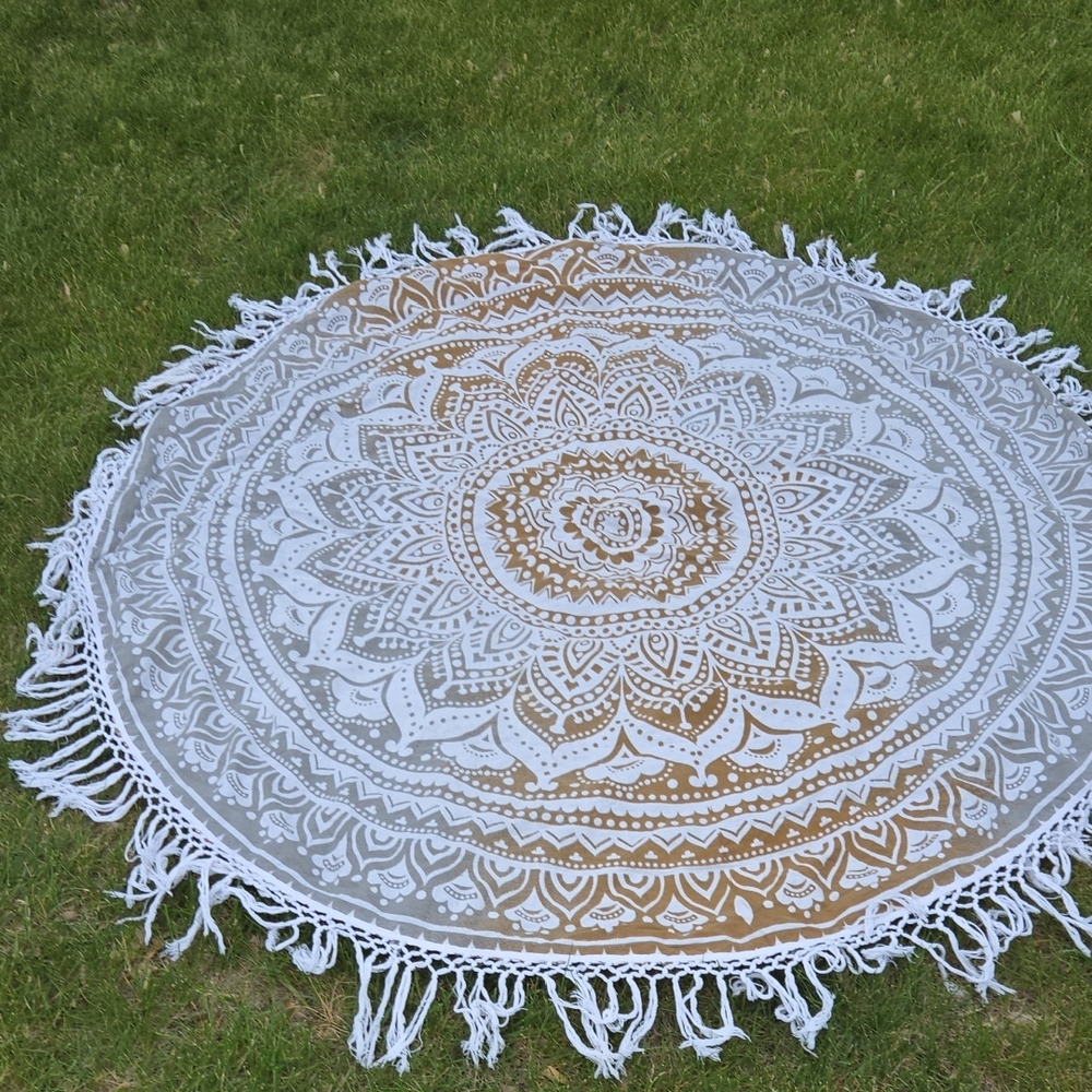 Round Mandala Tapestry with Fringe